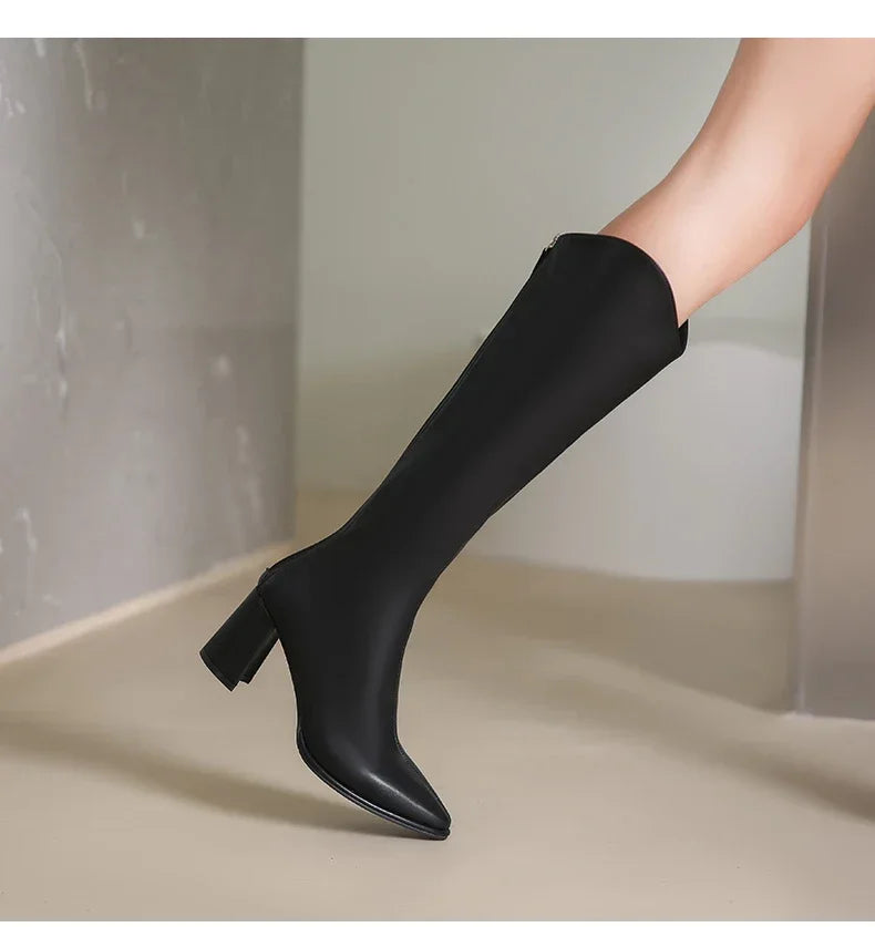 Boots Zipper Thick High Heels
